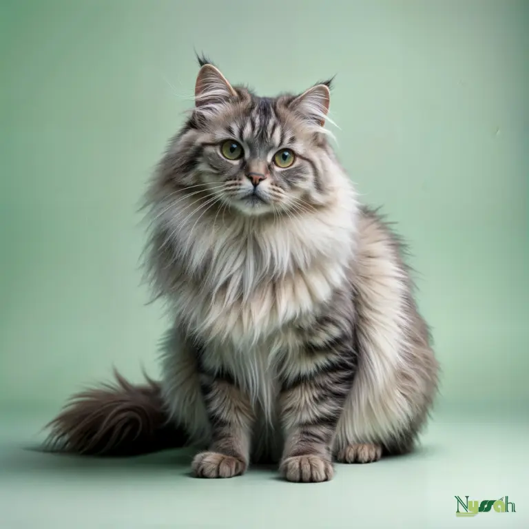 Chat Norvégien au pelage gris et blanc dense, race rare et majestueuse